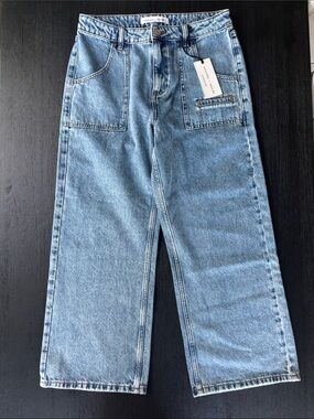 Seventy + mochi Wide Leg Cropped Jeans - Light Blue Denim